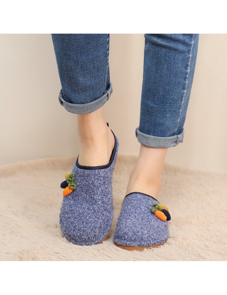 Slippers - SOCOFY Cute Fruits Decoration Solid Color Household Cotton Slip On Indoor Flat Home Shoes Slippers