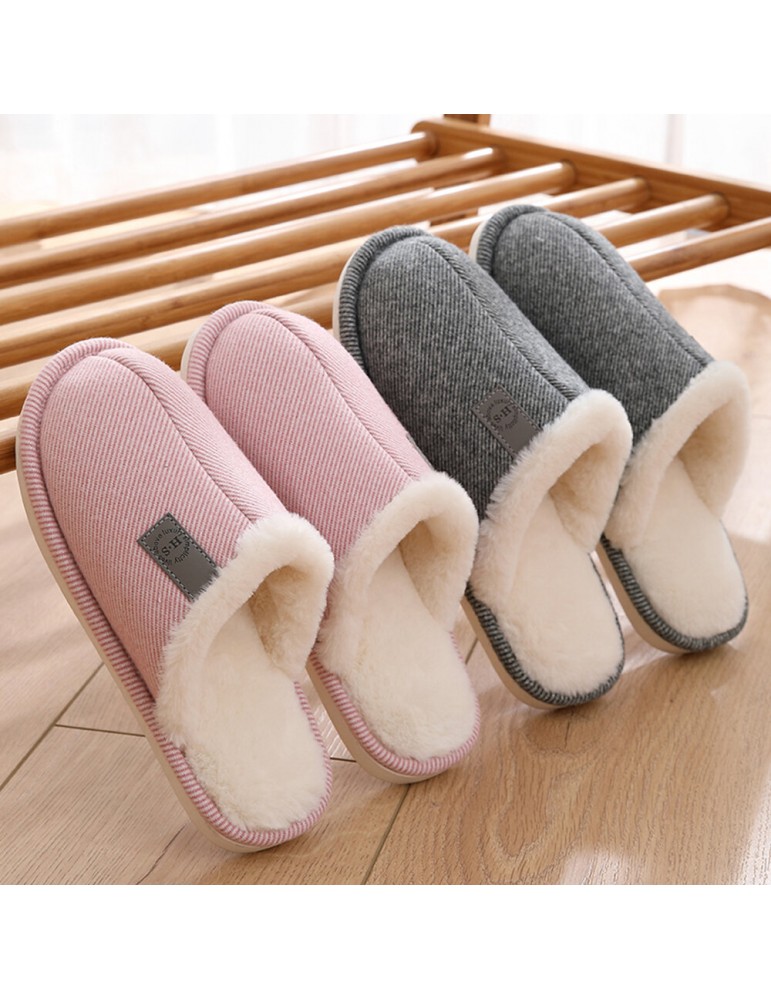 Slippers - Women Casual Solid Color Closed Toe Flat Comfortable Warm Home Shoes