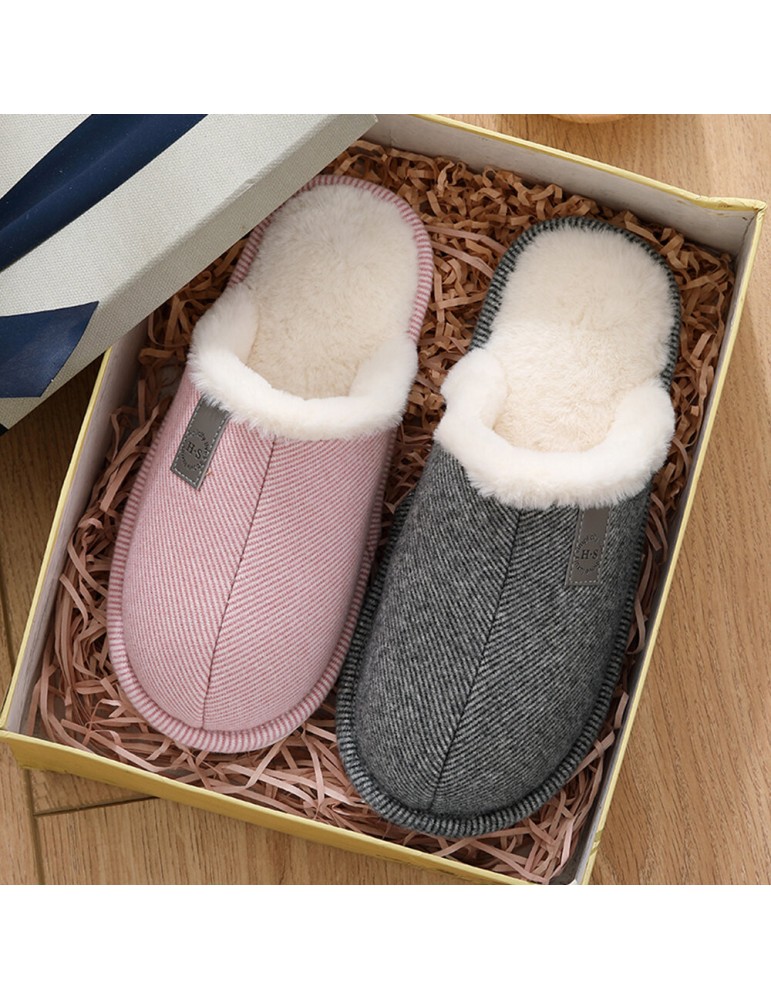 Slippers - Women Casual Solid Color Closed Toe Flat Comfortable Warm Home Shoes