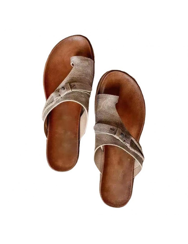 Slippers - Women Vintage Rivet Woven Laces Solid Clip Toe Flat Casual Slippers