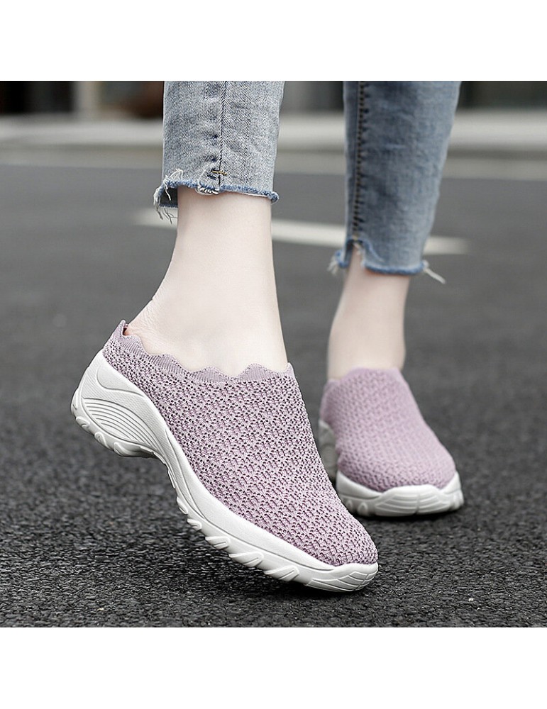 Sports Shoes - Women Mesh Solid Color Platform Backless Shoes