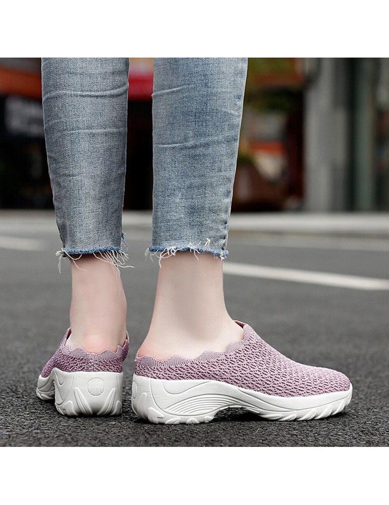 Sports Shoes - Women Mesh Solid Color Platform Backless Shoes