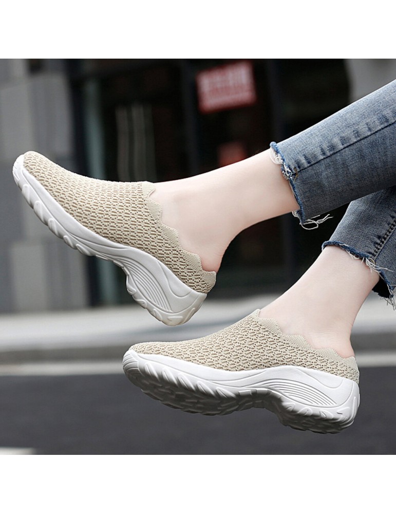 Sports Shoes - Women Mesh Solid Color Platform Backless Shoes