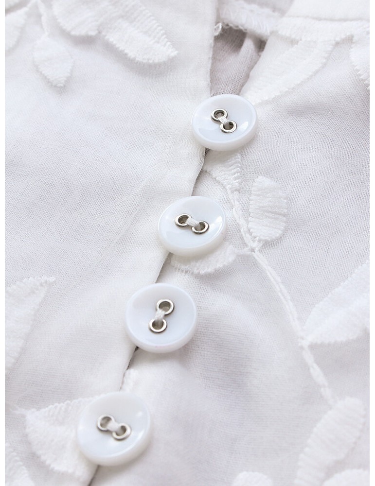 Blouses & Shirts - Floral Embroidery V-neck Long Sleeve Irregular Vintage Blouse