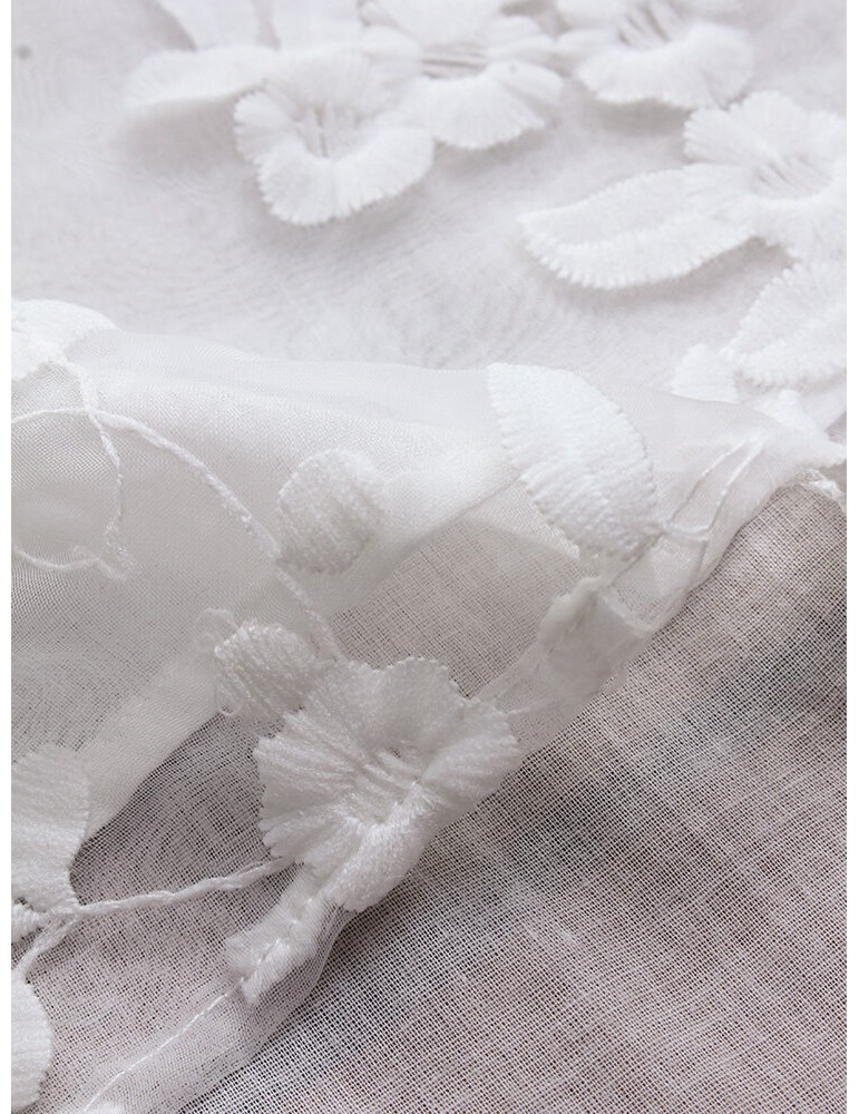 Blouses & Shirts - Floral Embroidery V-neck Long Sleeve Irregular Vintage Blouse