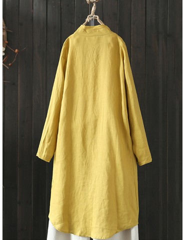 Women Vintage Stand Collar Long Sleeve Autumn Blouse Cardiagns
