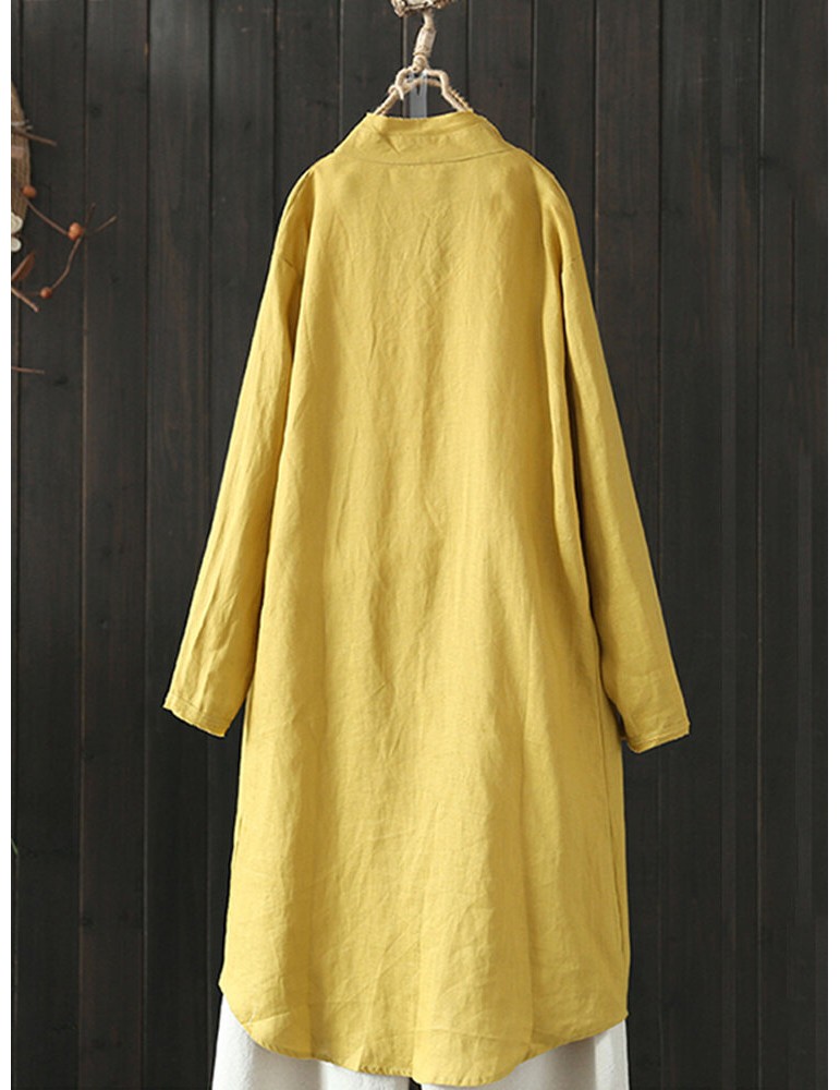 Blouses & Shirts - Women Vintage Stand Collar Long Sleeve Autumn Blouse Cardiagns